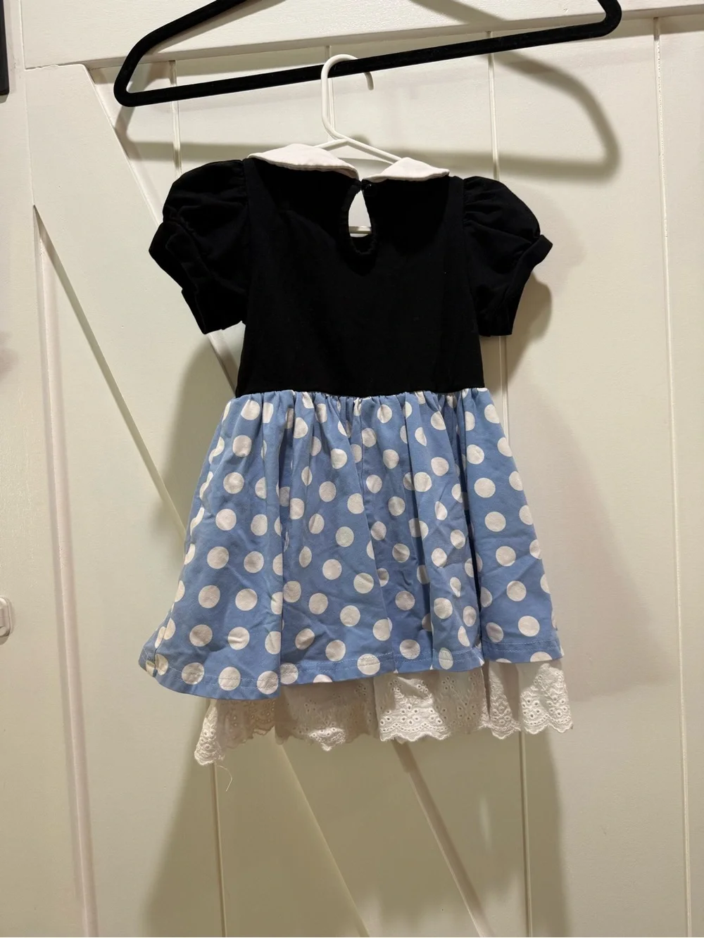 Taylor Joelle Girls Polka Dot Blue & Black Dress with White
